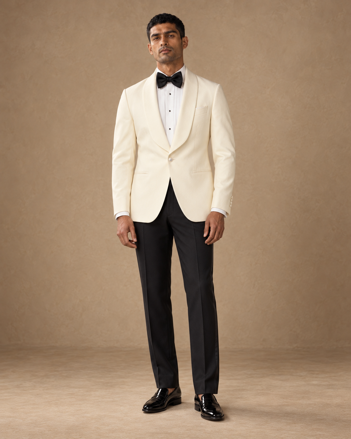 The Ivory off-white shawl-collar dinner jacket — hero