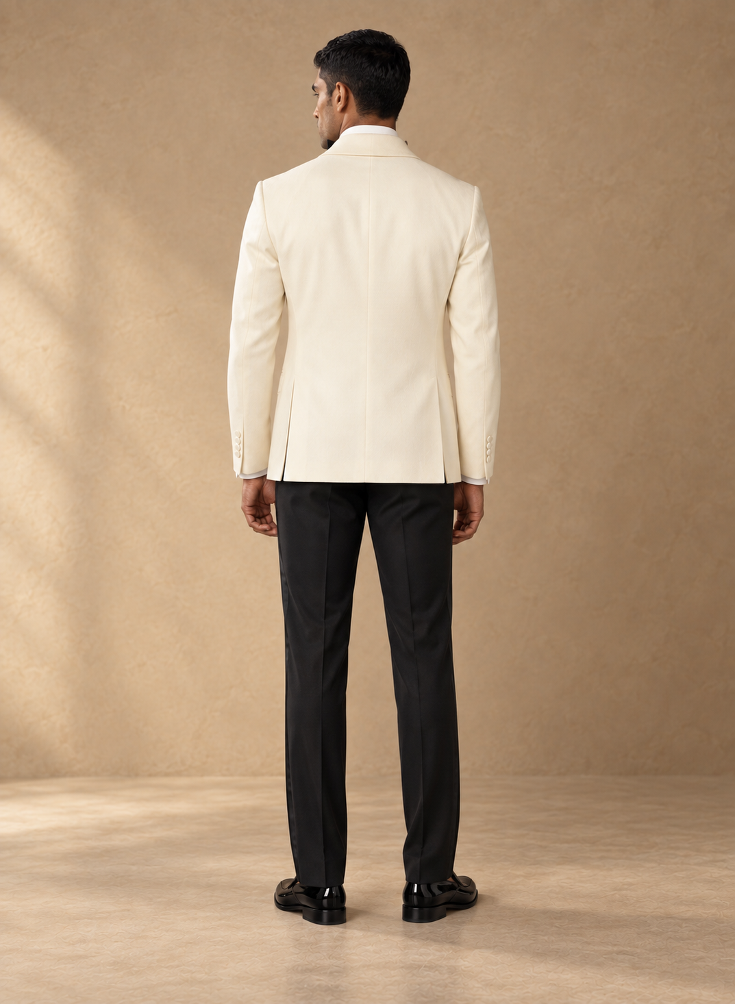 The Ivory off-white shawl-collar dinner jacket — back