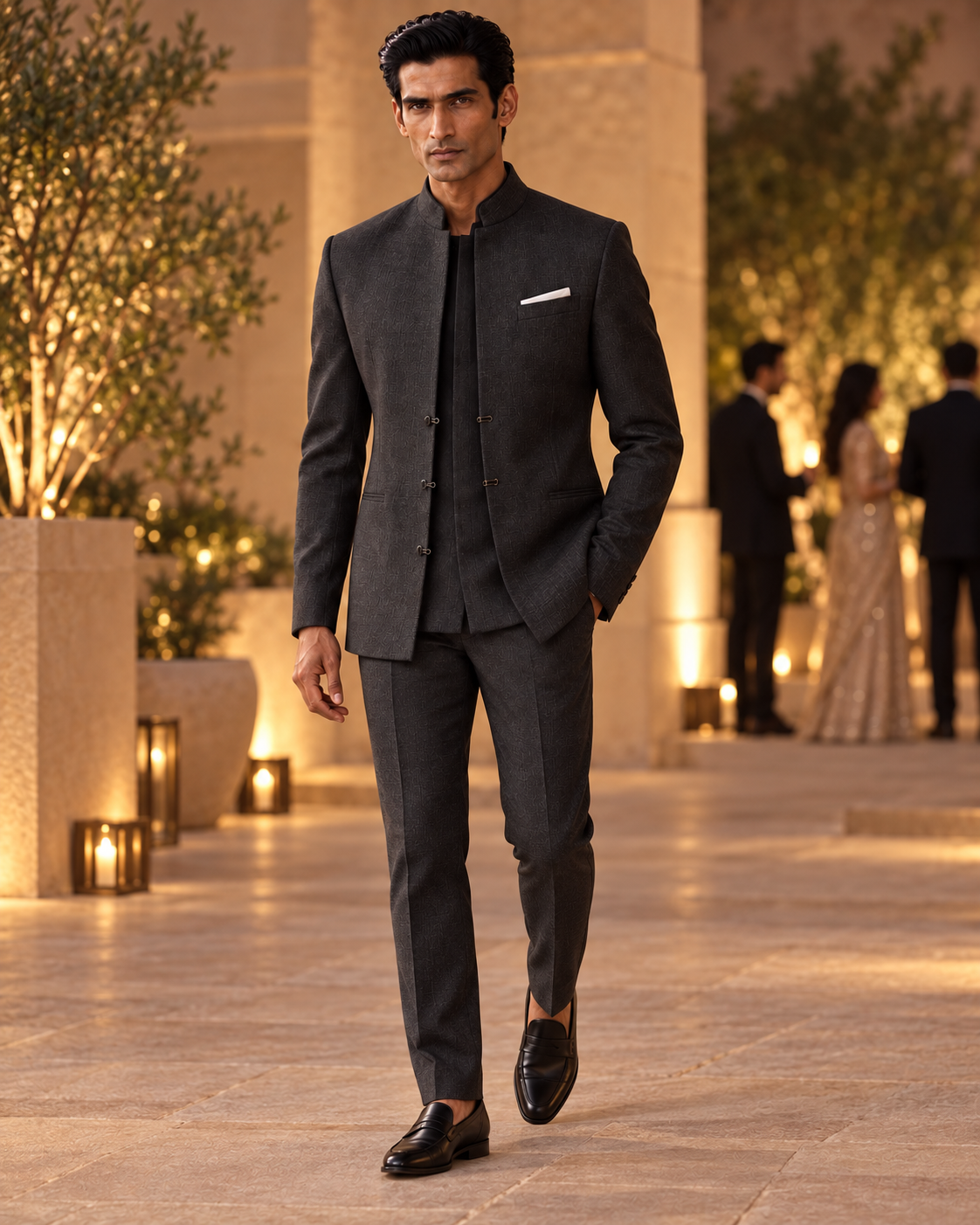 The Jodhpur Neo tonal panel, worn at an evening reception