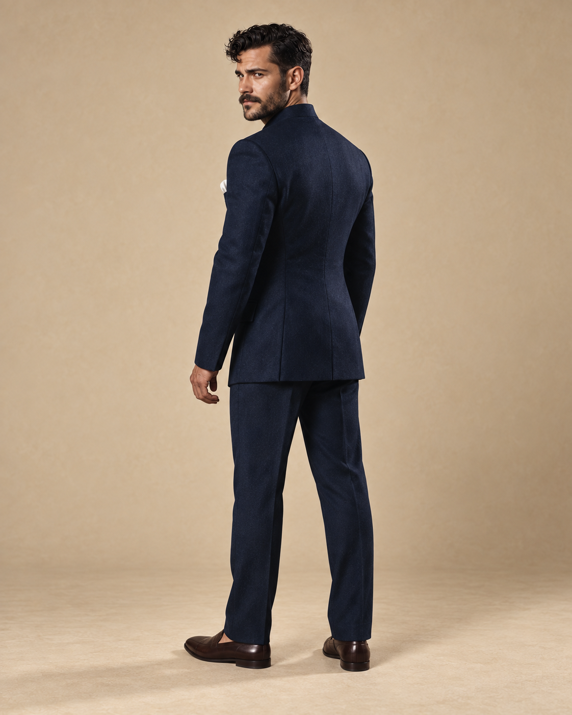 The Jodhpur midnight-navy fine-wool Jodhpur suit, rear three-quarter view