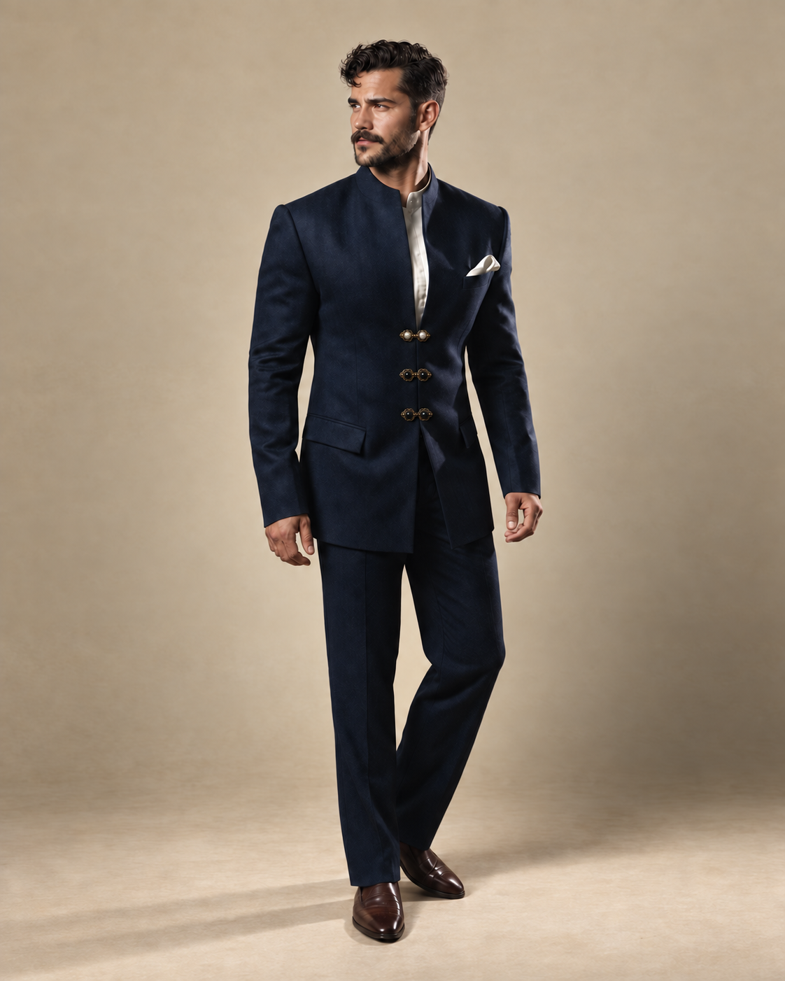 The Jodhpur midnight-navy fine-wool Jodhpur suit, three-quarter fit view