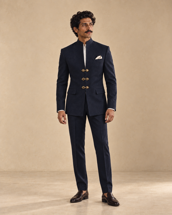 The Jodhpur in midnight navy on the new SALVE model, front full-length view