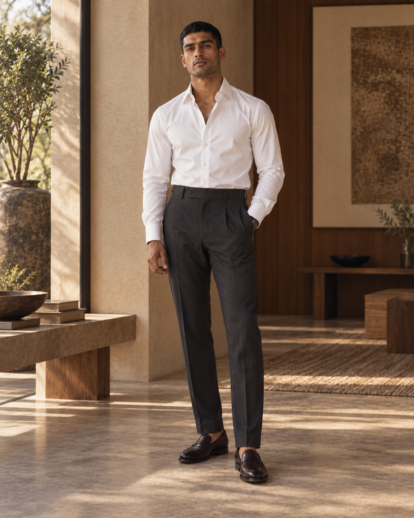 The Monroe white Giza cotton tailored shirt, front full-length view